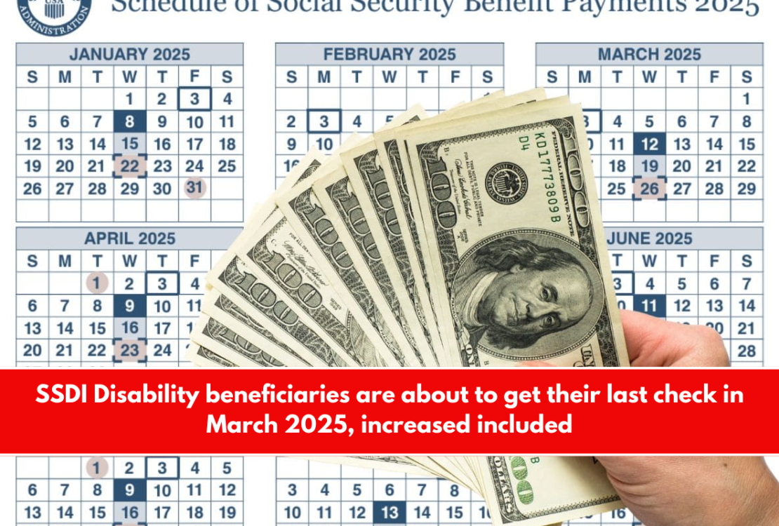 SSDI Disability beneficiaries are about to get their last check in March 2025, increased included