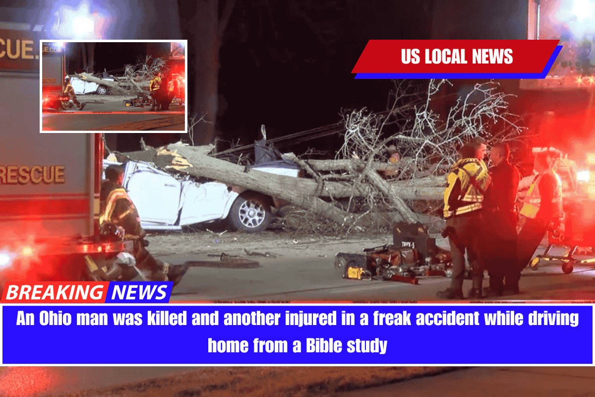 An Ohio man was killed and another injured in a freak accident while driving home from a Bible study