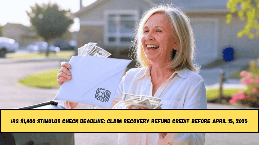 IRS $1,400 Stimulus Check Deadline Claim Recovery Refund Credit Before April 15, 2025