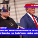 The United States spent around $220 billion more in the first 100 days than it did the previous year, despite Trump's promised savings