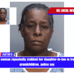 A Florida woman repeatedly stabbed her daughter-in-law in front of her grandchildren, police say