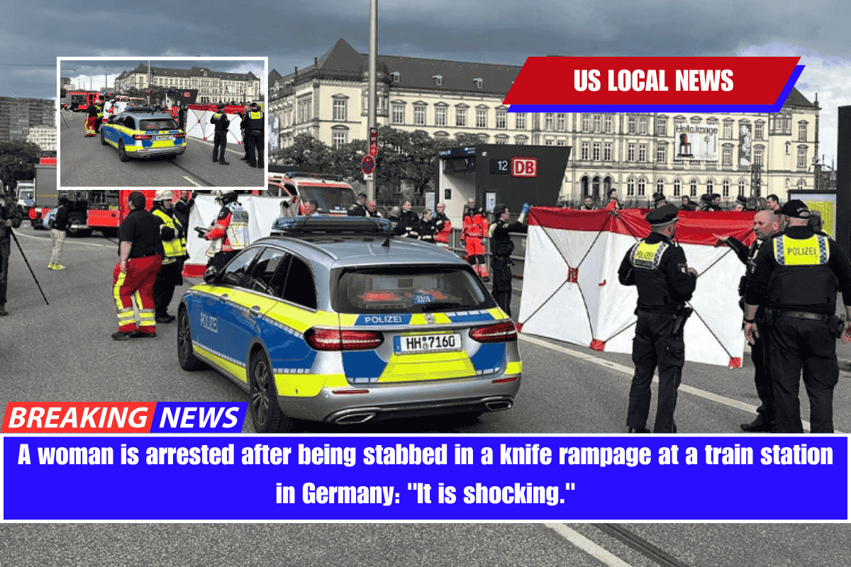A woman is arrested after being stabbed in a knife rampage at a train station in Germany It is shocking.