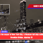 According to the mayor of New York City, a Mexican tall ship collided with the Brooklyn Bridge, injuring 19