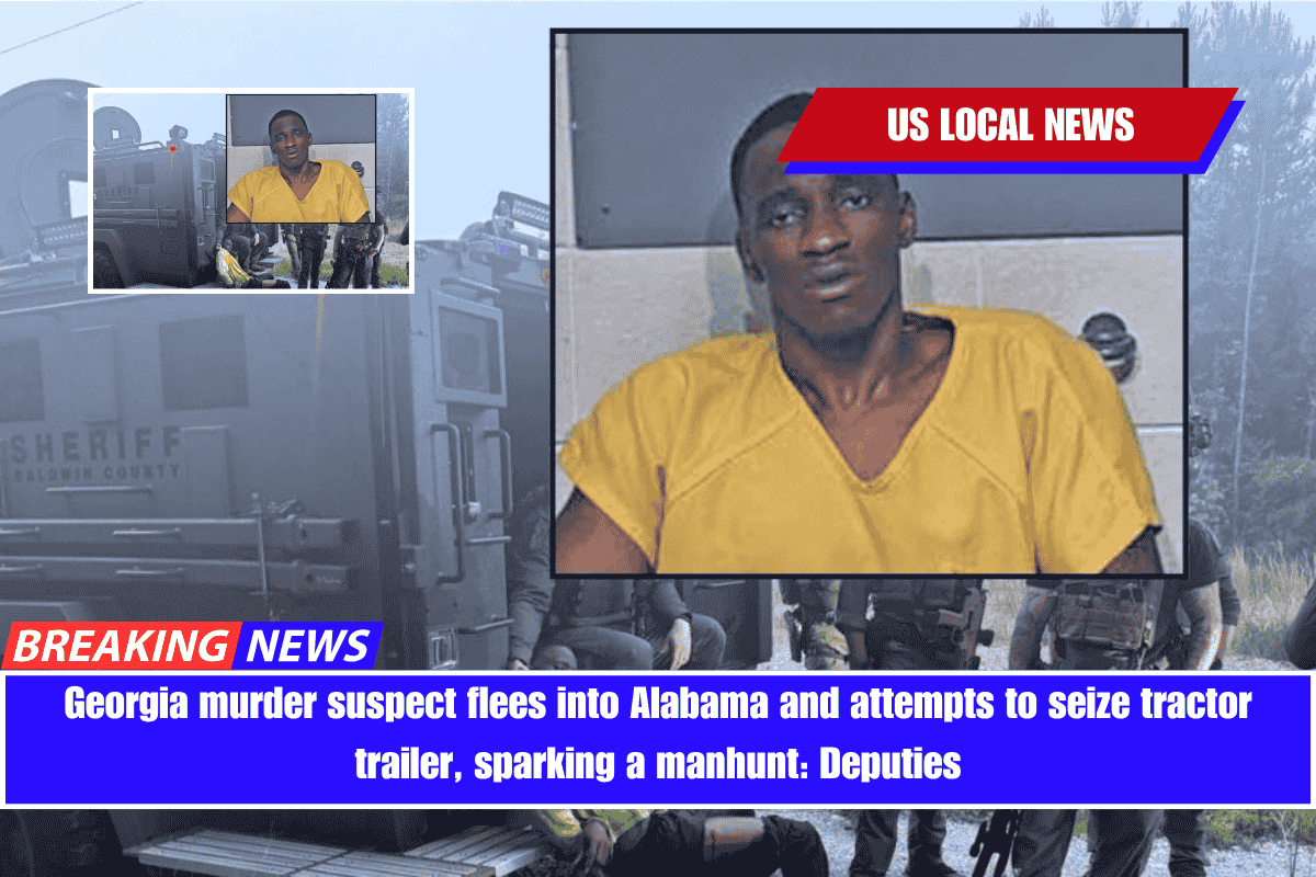 Georgia murder suspect flees into Alabama and attempts to seize tractor trailer, sparking a manhunt Deputies