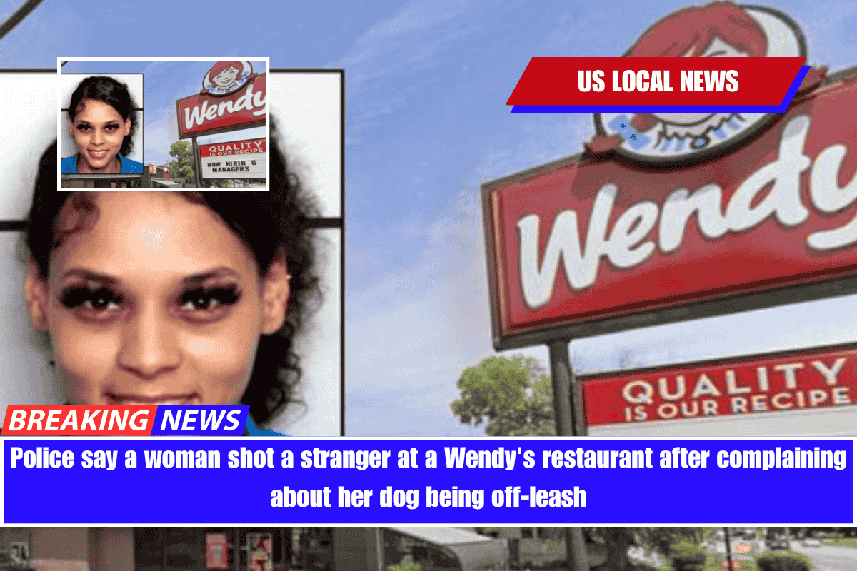 Police say a woman shot a stranger at a Wendy's restaurant after complaining about her dog being off-leash