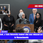 Rumeysa Ozturk, a Tufts University student who was released on bail, returns to Massachusetts