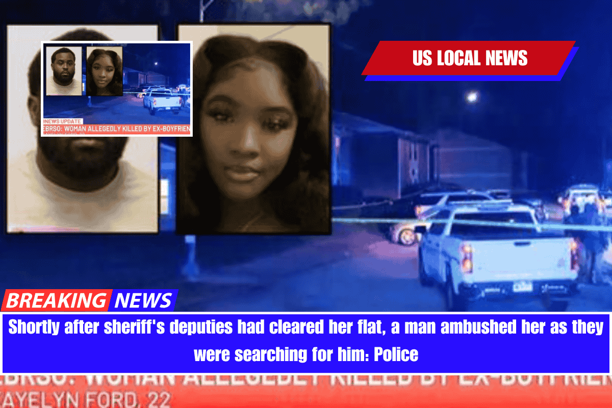 Shortly after sheriff's deputies had cleared her flat, a man ambushed her as they were searching for him Police